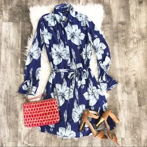 Floral Blue Hawaiian button belted dress BOGO